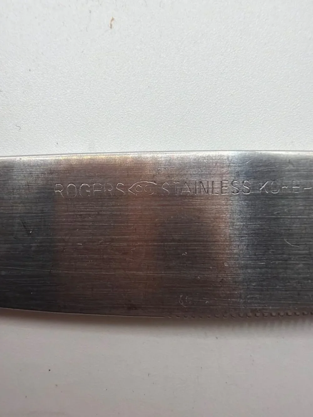 Rogers Stainless Korea Vintage Floral Flat Handle Dinner Knives Set Of 6